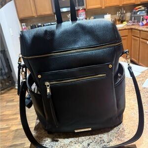 Poppy & Peonies Commuter Leather Backpack